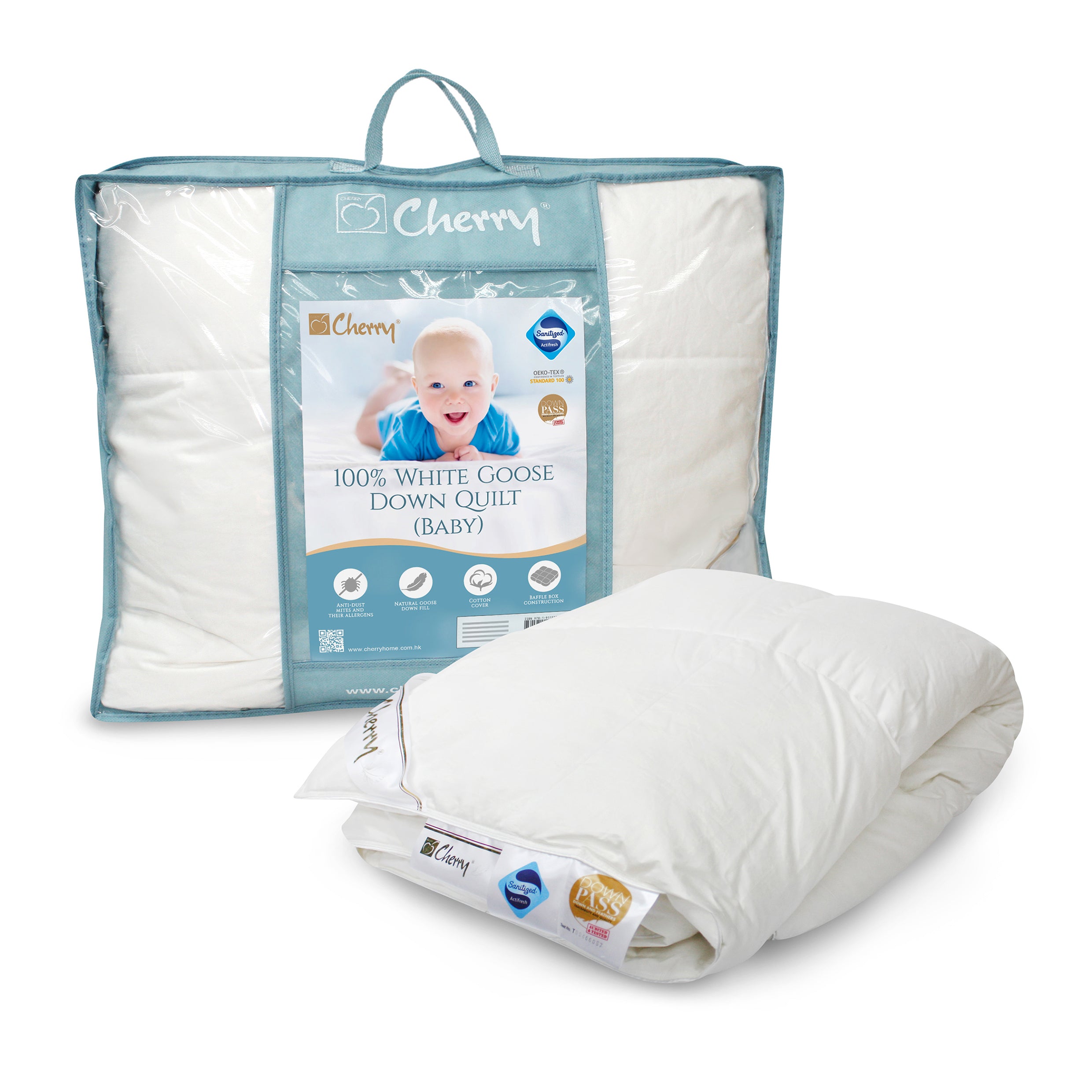 Swiss Sanitized® 100% White Goose Down Quilt 