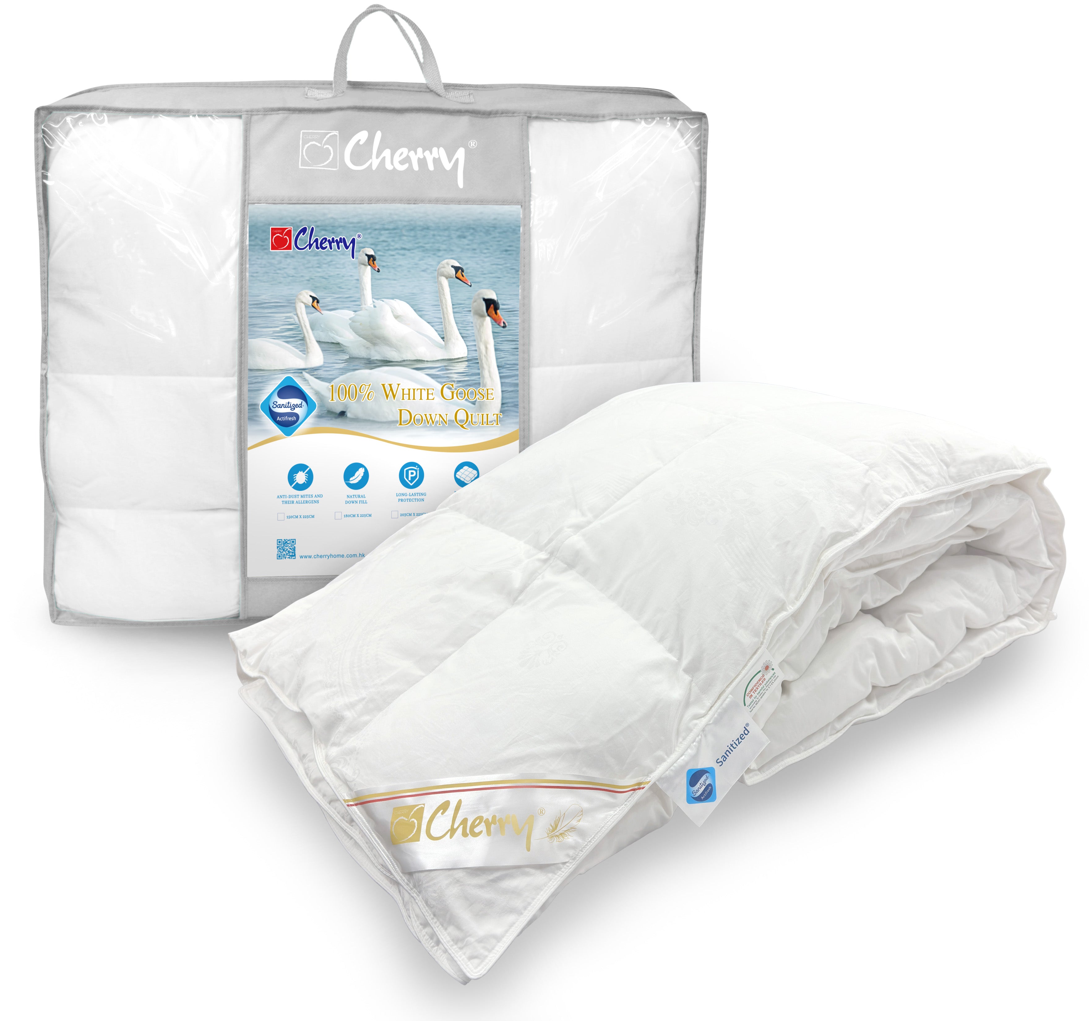 Swiss Sanitized® 100%瑞士專利抗菌白鵝羽絨被(純棉緹花被面冬厚被)